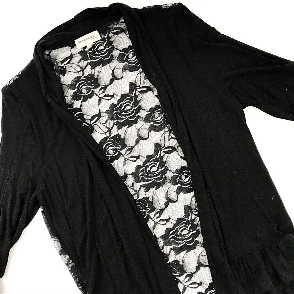 Monteau Black Rose Lace cardigan